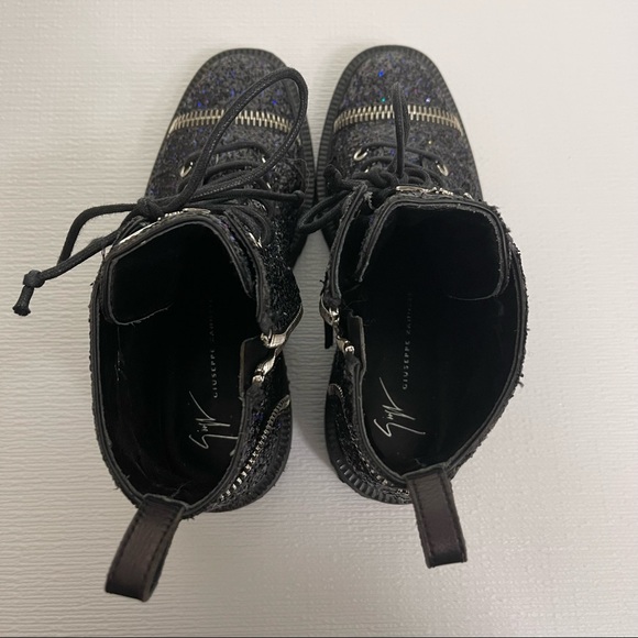 Giuseppe Zanotti sz 36.5 lace up combat boots glitter - Picture 12 of 15